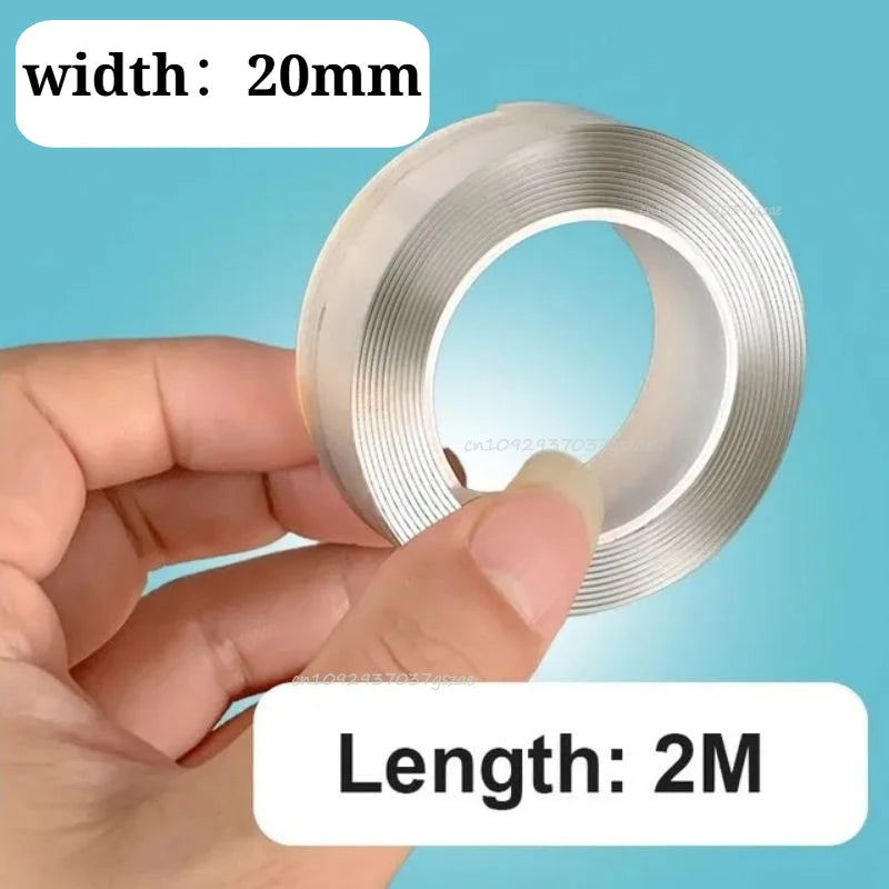 Nano Double Sided Tape Heavy Duty Transparent Adhesive Strips Strong Sticky Multipurpose Reusable Waterproof Mounting Tape
