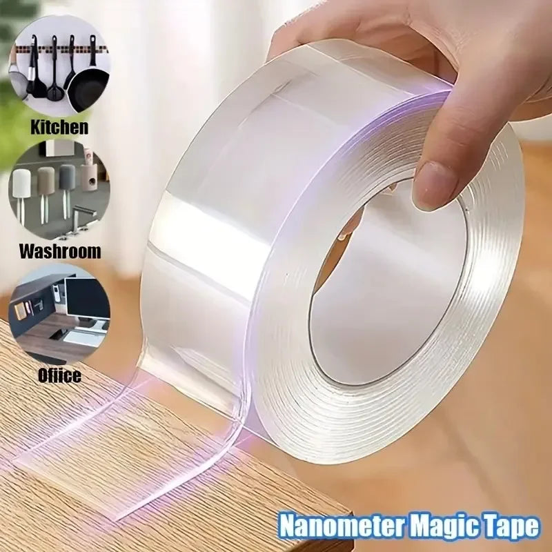 Nano Double Sided Tape Heavy Duty Transparent Adhesive Strips Strong Sticky Multipurpose Reusable Waterproof Mounting Tape